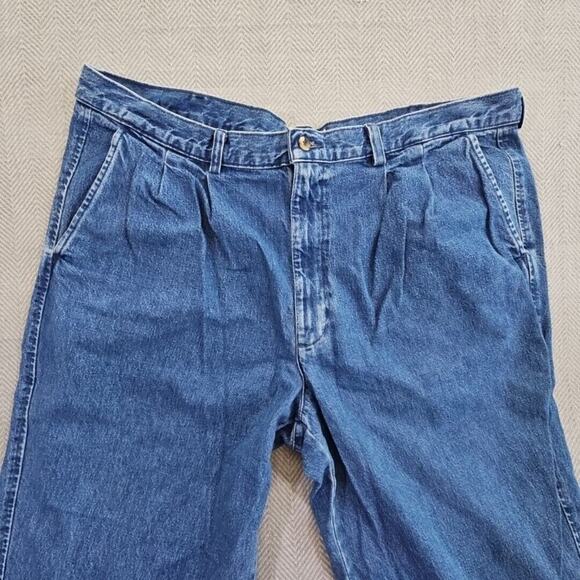 Vintage Roundtree & Yorke Jeans Men's 40x28 Blue Denim Pleated Relaxed Y2K Boho - Picture 15 of 16